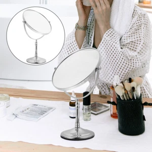 Double Sided Makeup Mirror Swivel Desktop Cosmetic Vanity Travel - Picture 1 of 12