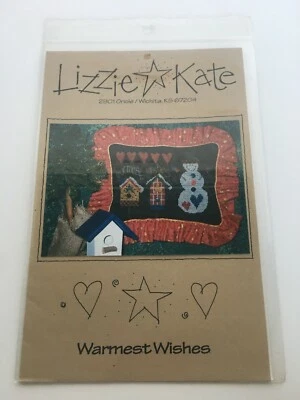 Lizzie Kate Cross Stitch Pattern Warmest Wishes Snowman Winter Holiday Smile OOP - Image 1 of 4