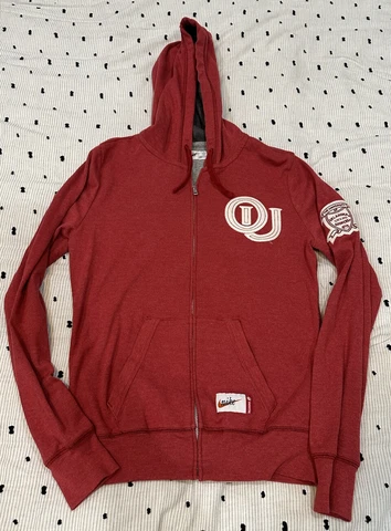Nike Oklahoma Sooners Red Full-Zip Hoodie Sweatshirt Women's Small Cover