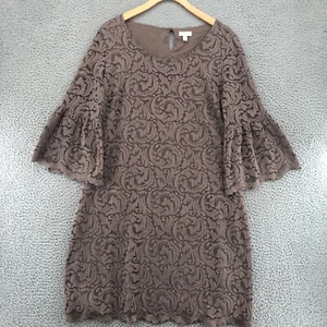 Vestido Granate Hill Mujer 10 Marrón Encaje Sobre la Rodilla Cambio Túnica Manga Campana Elegante - Imagen 1 de 10