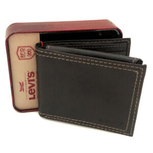 LEVI'S Brown Leather Bifold Logo Wallet (RFID Protection) Gift Boxed