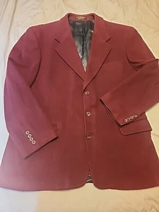 Bachrach Red Maroon Cashmere 2 Button Blazer Sport Jacket Men's 46R Italy - Picture 1 of 11