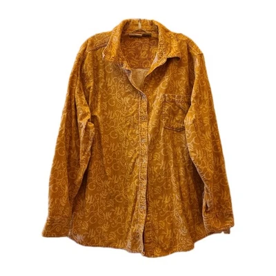 Camisa de Pana Gloria Desteñida Años 90 De Colección Cazadora Para Mujer 26/28W Dorado Frente a Presión Algodón Foto 1 de 4