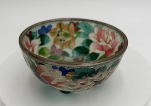 Antike japanische Nagoya Plique-A-Jour geblümt Cloisonne Schüssel 3-3/4" - Bild 1 von 16