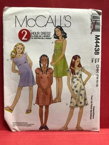 McCalls Muster M4438 MÄDCHEN KLEID Gr. 7-12 tailliert gefüttert Bindebänder ärmellos Kappe - Bild 1 von 2
