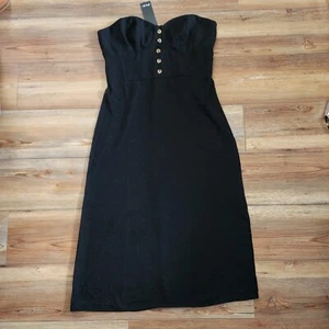 Nasty Gal Strapless Midi Dress Womens 8 Black - Picture 1 of 10