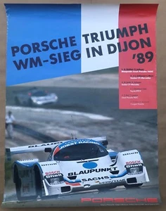 Porsche factory poster 1989 Porsche Triumph WM- Sieg in Dijon Wollek win - Picture 1 of 5
