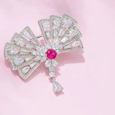Luxury Petal-Water Drop 8.32 TCW Ruby & Sapphire Wedding & Party Women's Brooch - Image 1 of 4
