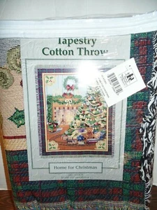 Woven Tapestry Afghan " HOME FOR CHRISTMAS"  New Sealed - Picture 1 of 3