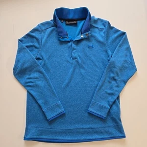 Under Armour Golf Mens Large Coldgear Loose Fit Blue 1/4 Snap Pullover Long  - Picture 1 of 9