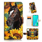 ( For Realme C11 ) Wallet Flip Case Cover Aj24519 Horse Sunflower