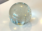 Vintage Art Glass Paperweight Clear Controlled Bubbles - Signed Joe Zimmerman