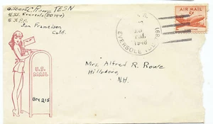 US 1948 Pretty Girl Navy FPO Soldier Mail Cover USS Eversole DD 789 - California - Picture 1 of 2