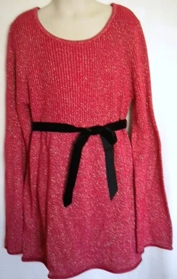 NWT J KHAKI Girls L  Sweater Red Gold Thread Knit Black Ribbon  (MSRP $36) - Image 1 of 3