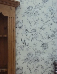 Shabby Chic Design Studio - Jardin Flower Black Toile - Smooth Wallpaper -173102 - Picture 1 of 9