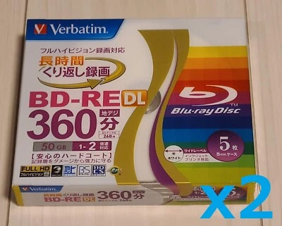10 Discs Verbatim Blu ray 50gb 2x Blank Rewritable Bluray BD-RE DL repack - Image 1 of 4
