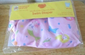 Water Wear Multi Use Disposable Swim Diapers Small 6 12 Mos Pink Mermaid - Picture 1 of 2
