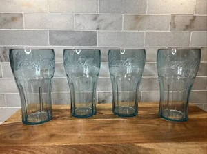 Coca-Cola Commercial Tumbler Blue Tint 28oz  Plastic Cups Soda Floats set of 4 - Picture 1 of 9