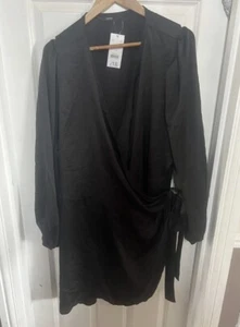 Schwarze Tunika in Wickeloptik von George neu mit Etikett ~ seidiges Gefühl ~ Größe 28 UVP 18 £ - Bild 1 von 1