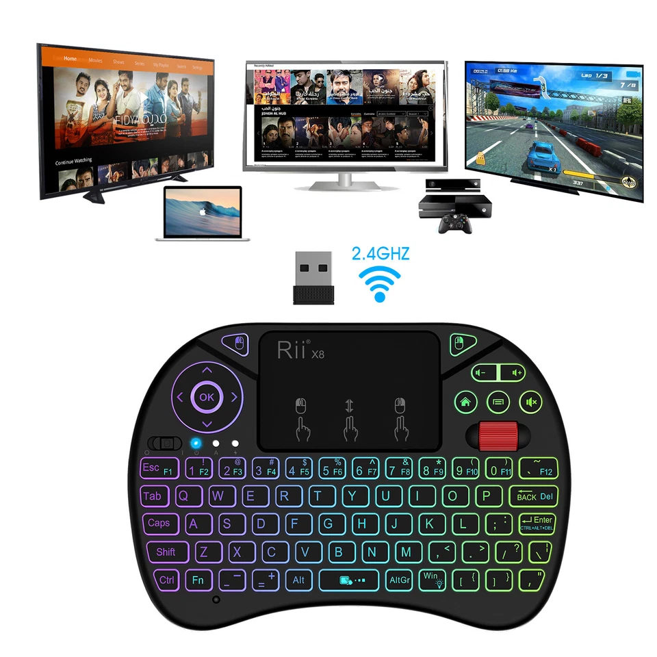Mini Controlador de Teclado Inalámbrico Portátil Rii X8 2.4GHz con Panel Táctil Mouse Com Foto 1 de 1