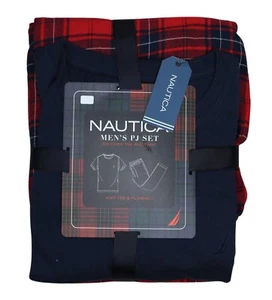 Nautica 2-Piece Knit Tee & Flannel Pants Men's Pajama Set M NWT - Picture 1 of 2