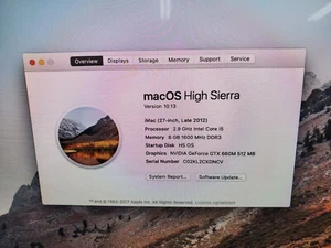 iMac Screen A1419 27" LCD LM270WQ1(SD)(F1) or (F2) 2012-2013 Nice See Pictures - Picture 1 of 8