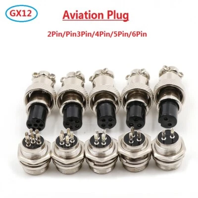 GX12 2/3/4/5/6Pin Aviation Plug & Socket Circular Multipole Cable Connector 12mm - Image 1 of 4