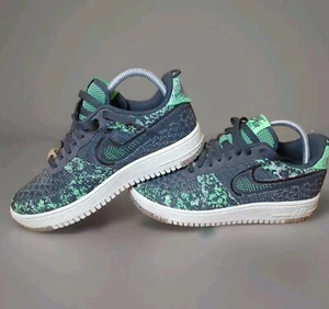 Nike Air Force 1 Sneakers Low Crater Flyknit Black Green Men’s Size 8 No Box - Picture 1 of 5