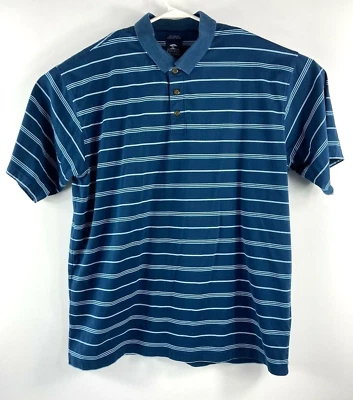 Men’s Pebble Beach XL Golf Polo Shirt 100% Cotton Navy & White Stripes VTG - Image 1 of 4