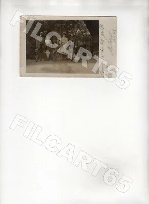 B7457 FOTO 1907 RAGAZZA BICI OMBRELLO CANE CARTOLINA GRUPPO PER SAMPIERDARENA - Immagine 1 di 2