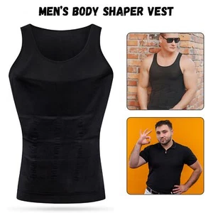 Men Body Shaper Compression Slimming Vest Belly Tummy Control Underwear Shirt Uk - Picture 1 of 12