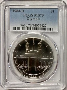 1984-D Olympic Silver Dollar PCGS MS-70 - Picture 1 of 4