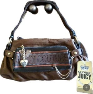 Authentic JUICY COUTURE y2k hand bag leather vintage shoulder brown rare - Picture 1 of 16