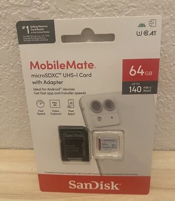 LOT of 3 NEW Mobile Mate 64GB Card, MicroSDXC UHS-I Card With Adapter - Image 1 of 3