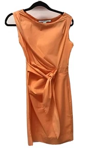 DVF Diane Von Furstenberg 4 6 Pretty Orange Coral Cotton Designer Womens Dress - Picture 1 of 10
