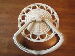 Homco 1978 Ivory Wall Towel Ring Kitchen Bathroom Faux Wicker Rattan Holder - Picture 1 of 5