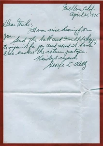 George L. Kelly N.Y. Giants HOFer Autographed Hand Written Letter Dated 1975 - Picture 1 of 2