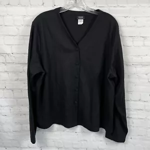 Eileen Fisher 100% Wolle Strickjacke schwarz V-Ausschnitt Langarm Größe L - Bild 1 von 6
