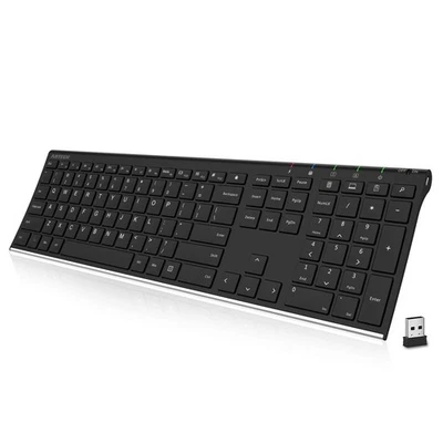 2.4G Wireless Keyboard Stainless Steel Ultra Slim Full Size Keyboard with Num... - Image 1 of 4