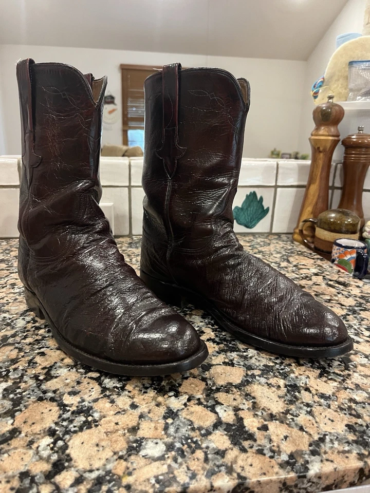 Cuerdas de avestruz lisas negras Lucchese Classics L8284 para hombre talla 10D Foto 1 de 4