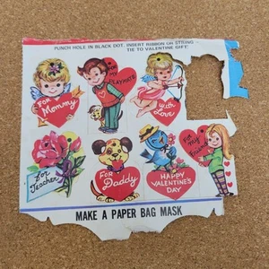 6 etiquetas de regalo vintage de San Valentín años 70 sin cortar más 1- hoja de animales para niños VSet3 - Imagen 1 de 10