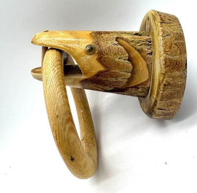 Anillo Toalla Pájaro Madera Tallada a Mano De Colección Arte Popular Rústico Cabaña Lodge Primitivo Foto 1 de 4