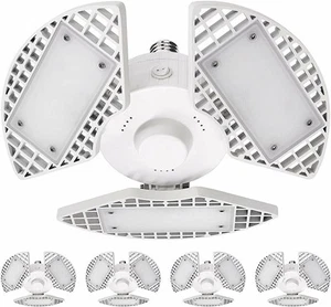 Luxrite 4-Pack LED Garage Light 80W 8000 Lumens Deformable 5000K Bright White - Picture 1 of 6
