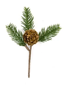 Lärchen-Zweig mit Zapfen Weihnachts-Tischdeko braun-grün 15 cm - Cod.157419 - Bild 1 von 3