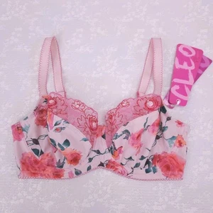 CLEO Panache Balconette Bra 30E Pink Red Rose Print Floral Lace Ellis Balcony - Picture 1 of 7