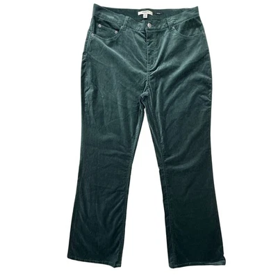 Liz Claiborne Velveteen Pants Stretch Boot Cut Jewel Green Western Preppy 14 - Image 1 of 4
