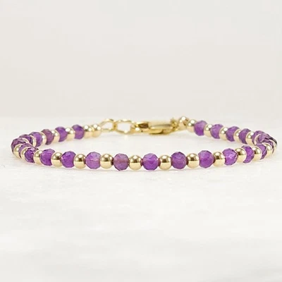 Amethsyt Bracelet, 14k Gold Filled or Sterling Silver, February Birthstone - Image 1 of 4