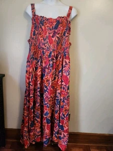 Terra & Sky Tropical Summer Floral Sleeveless Maxi Dress Boho Hippie 4X - Picture 1 of 8