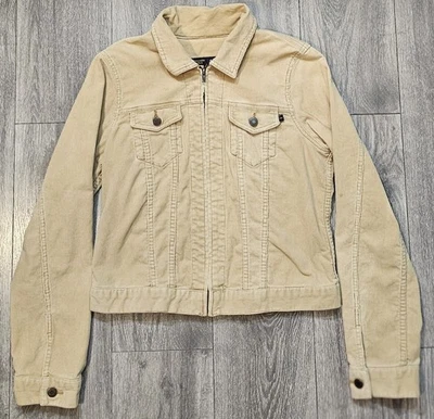 Chaqueta de camionero vintage de pana Abercrombie & Fitch bronceada abotonada para mujer talla L Foto 1 de 4