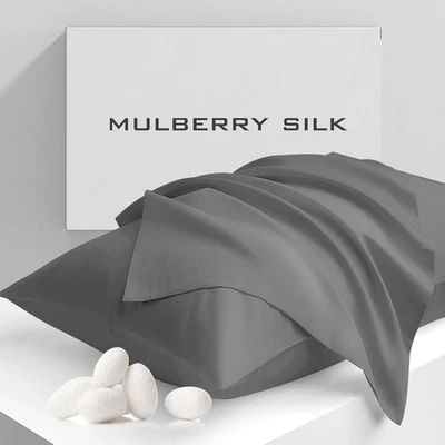 Juego de 2 fundas de almohada de seda morera pura, tamaño estándar con cremallera - grado 6A 19 Foto 1 de 4